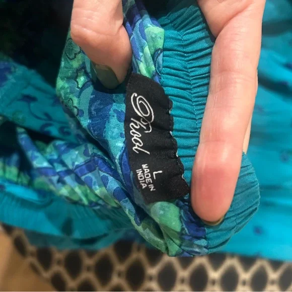 Boho Tiered Turquoise Paisley Skirt - Picture 2 of 2